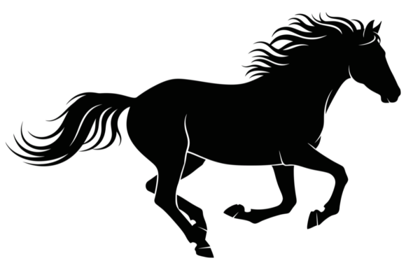 Download A Black Silhouette of a Galloping Horse - Silhouette Collection