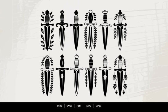Download Decorative Dagger Silhouette Set - Silhouette Collection