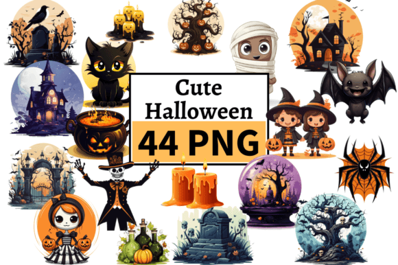 Download Cute Halloween Graphics Bundle 44 PNGs - Graphic Collection
