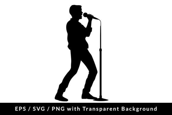 Download Singer Man with a Microphone Silhouette - Silhouette Collection