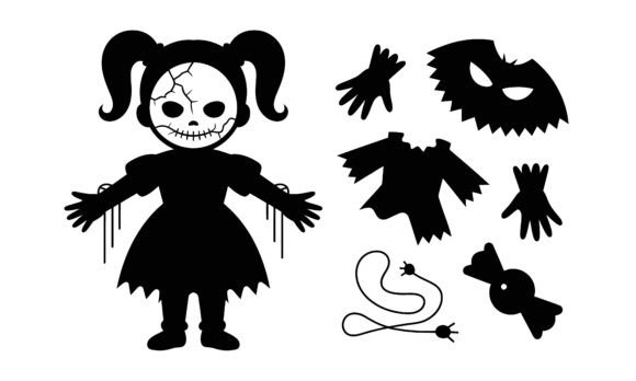 Download Spooky Doll Silhouette with Halloween - Silhouette Collection