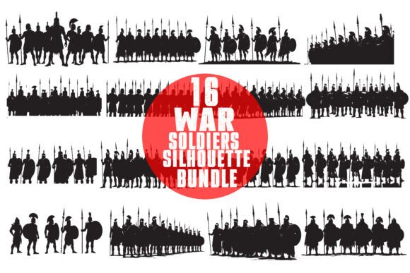 Download 16 War Soldiers Silhouette Bundle - Silhouette Collection